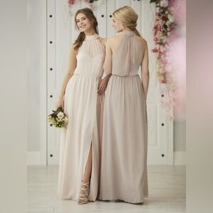 Christina Wu High Neck Tie Waist Maxi Bridesmaid Dress